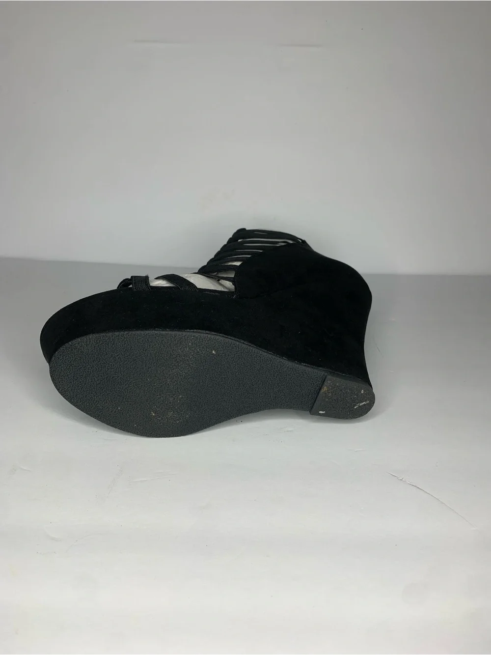 Charlotte Russe Black Strappy Platform Wedge Sandals